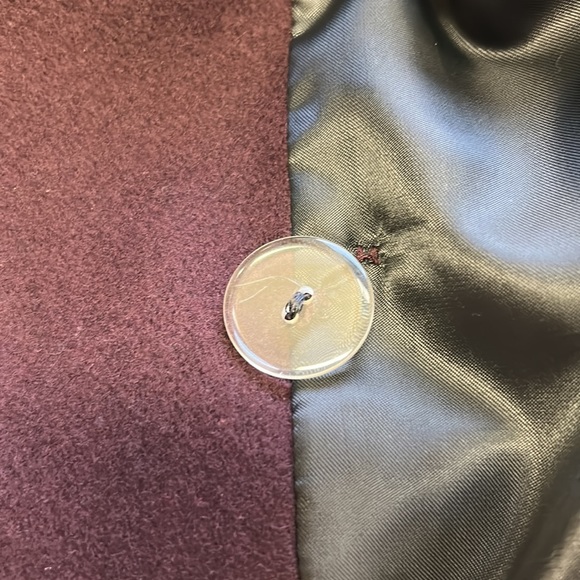 Vintage Stephanie Matthews Wool Coat Long Dark Purple Eggplant with Sc… - Picture 12 of 15